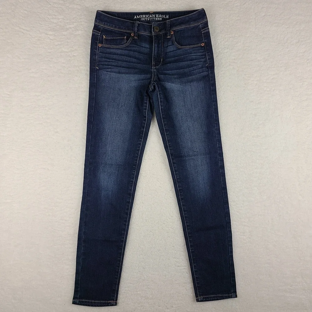 American Eagle Jeans Womens‎ 4 Blue Super Skinny Stretch Dark Wash Denim